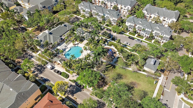 aerial view with a residential view