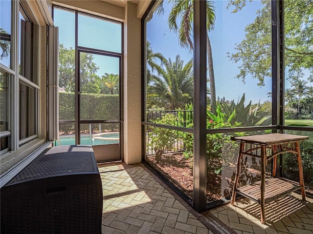 view of unfurnished sunroom