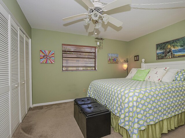 400 18th St Unit D3, Vero Beach, FL 32960 - carpeted bedroom featuring a closet, ceiling fan, and baseboards