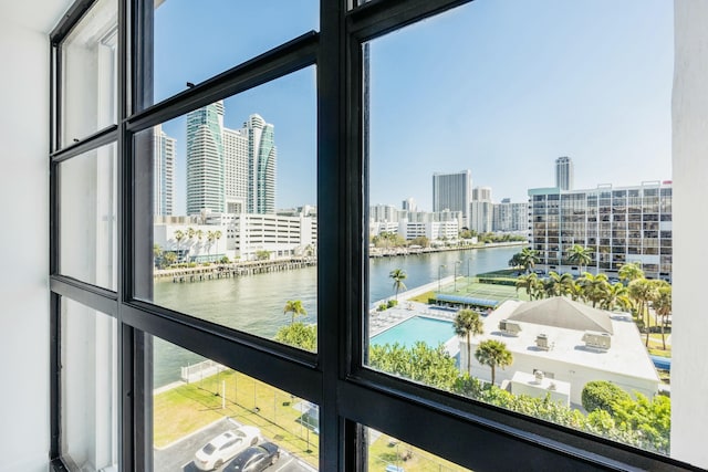 property view of water featuring a city view