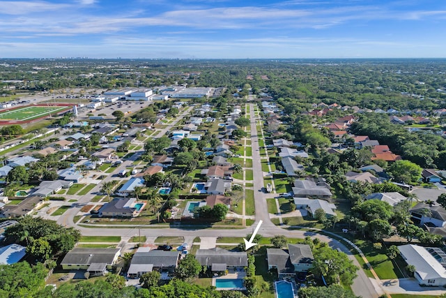 aerial view with a residential view