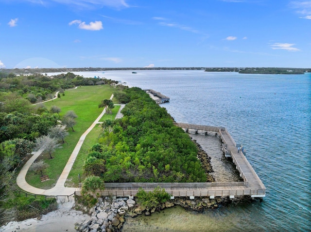 bird's eye view featuring a water view