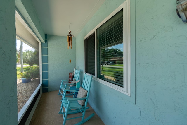 balcony featuring a porch