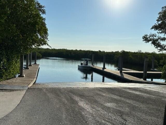 view of dock featuring a water view