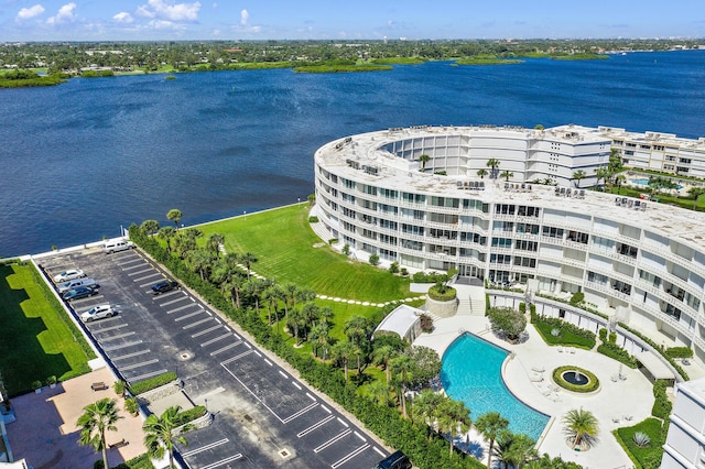 2760 S Ocean Blvd Unit 416, Palm Beach, FL 33480 - bird's eye view of a pool area, a nearby body of water, and apartment complex