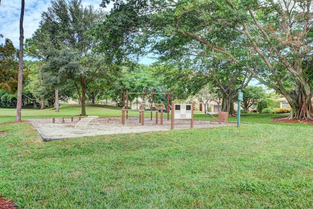 view of yard featuring playground community