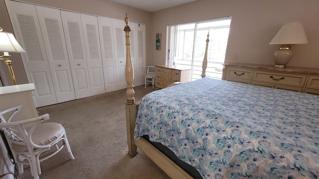 bedroom with carpet flooring and access to exterior