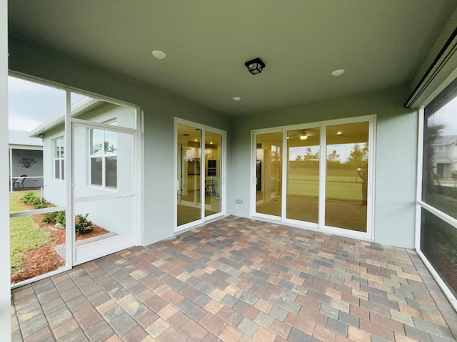 view of unfurnished sunroom