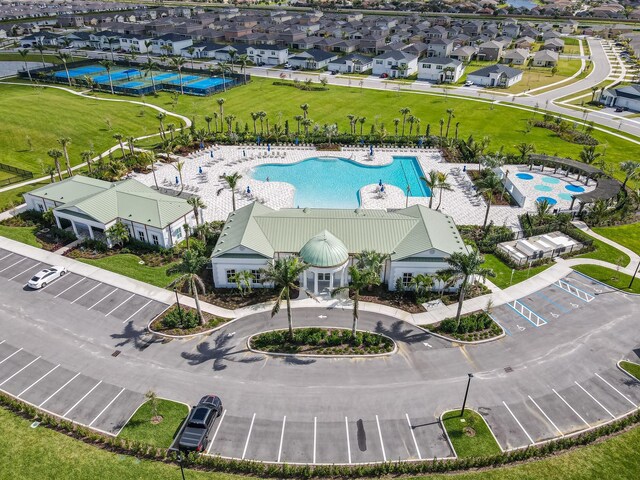 drone / aerial view with a residential view