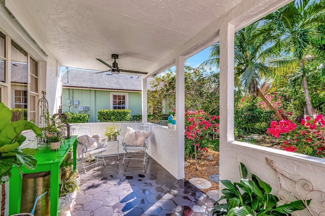 view of patio with a ceiling fan