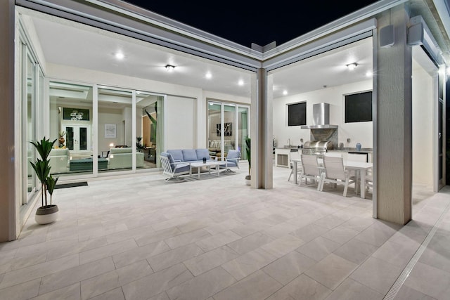 20017 SE Bridgewater Dr, Jupiter, FL 33458 - view of patio featuring outdoor lounge area, french doors, and area for grilling