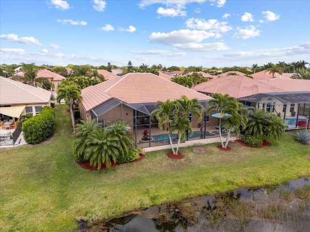 aerial view with a residential view