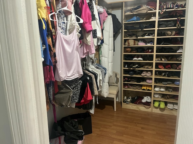 spacious closet featuring wood finished floors