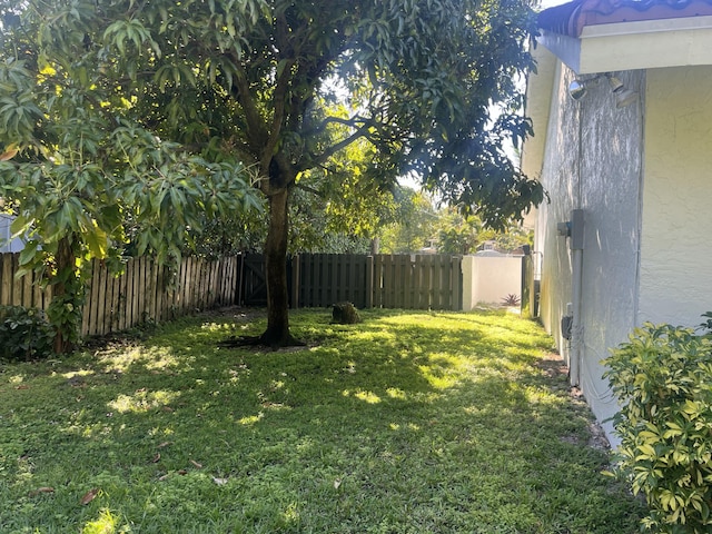 view of yard featuring a fenced backyard