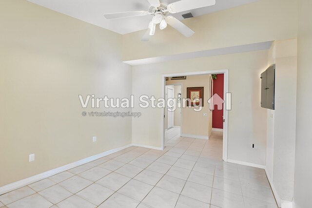 6630 Maybrook Rd, Boynton Beach, FL 33437 - kitchen featuring appliances with stainless steel finishes, a sink, backsplash, a ceiling fan, and vaulted ceiling