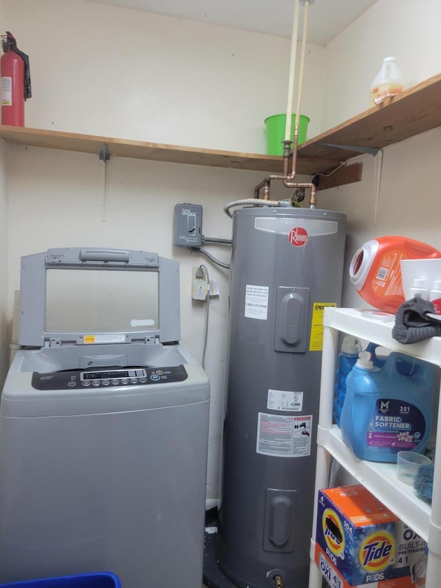 interior space featuring washer / clothes dryer and electric water heater