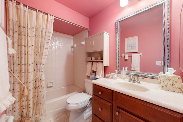 6941 SE Constitution Blvd Unit 101, Hobe Sound, FL 33455 - full bathroom with tile patterned floors, vanity, shower / bath combo with shower curtain, and toilet