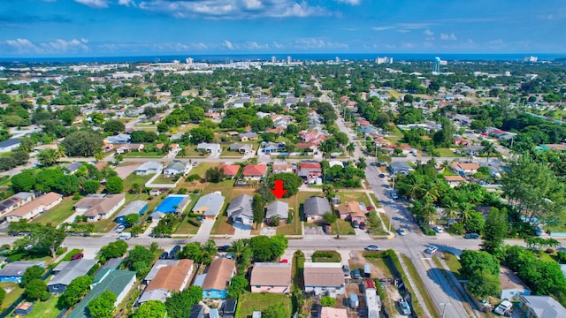 drone / aerial view with a residential view