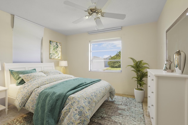 bedroom featuring ceiling fan