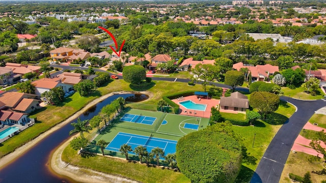 aerial view featuring a residential view