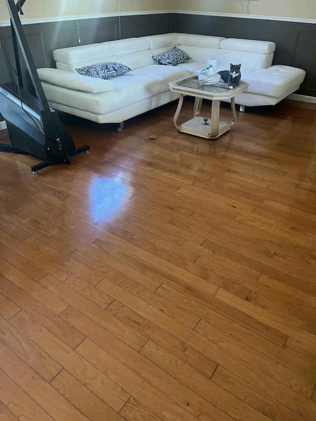 living room with wood finished floors