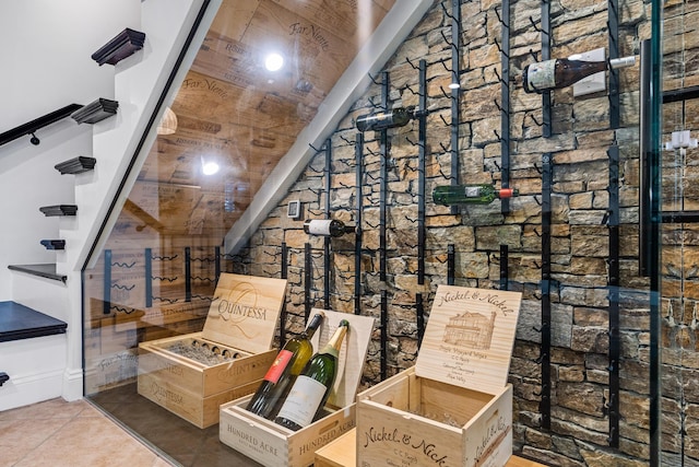 wine cellar featuring tile patterned floors