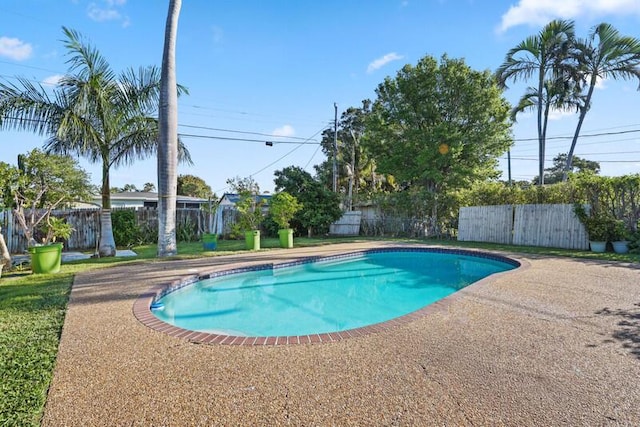 view of pool featuring a fenced in pool and fence