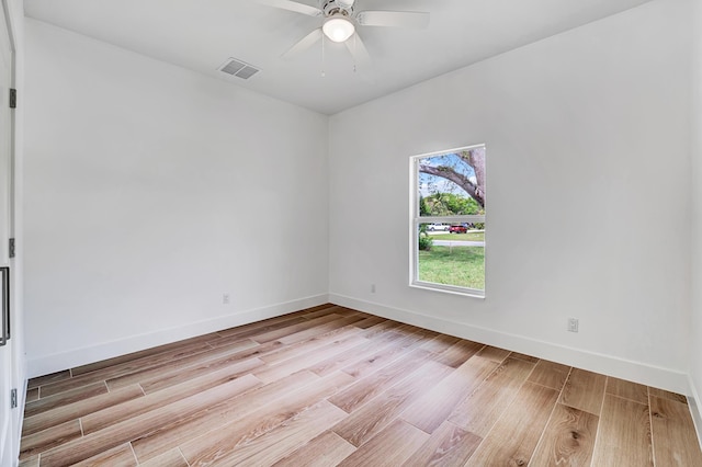 1085 26th St, Vero Beach, FL 32960 - spare room with baseboards, ceiling fan, light wood-style flooring, and visible vents
