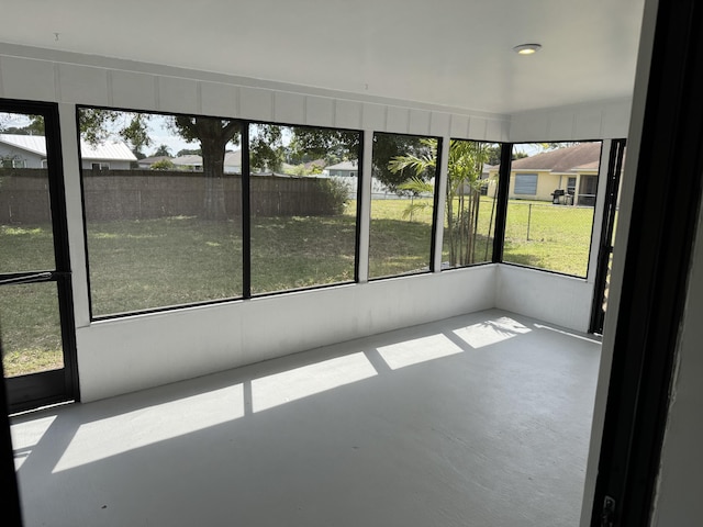 view of unfurnished sunroom