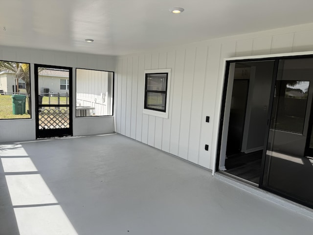 view of unfurnished sunroom