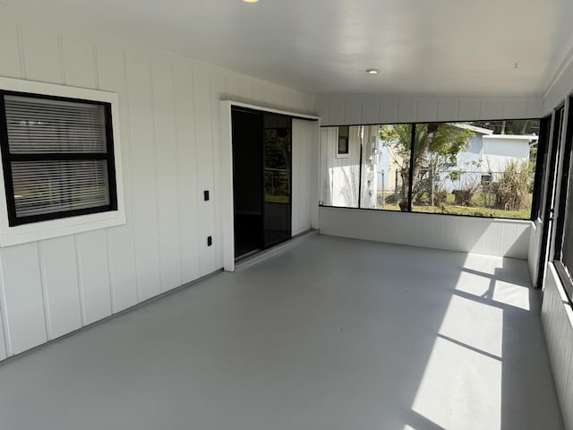 view of unfurnished sunroom