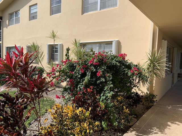 view of home's exterior with stucco siding