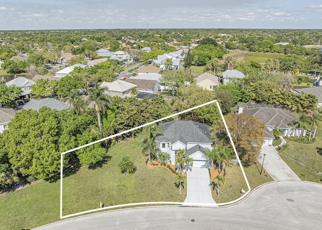 aerial view with a residential view