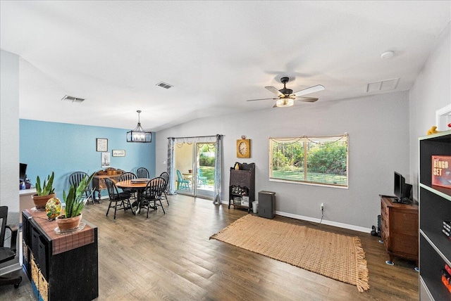 interior space featuring wood finished floors and visible vents