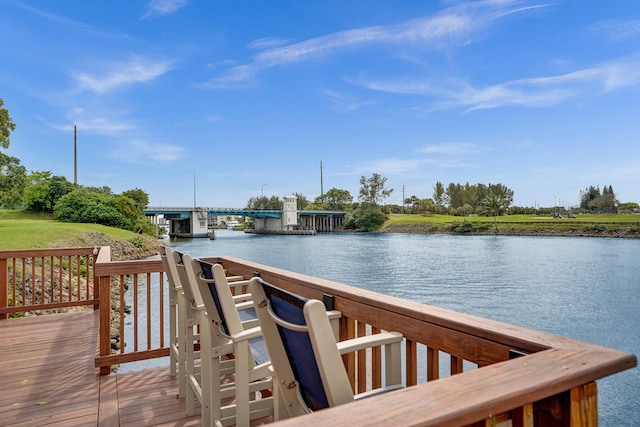 view of dock featuring a water view