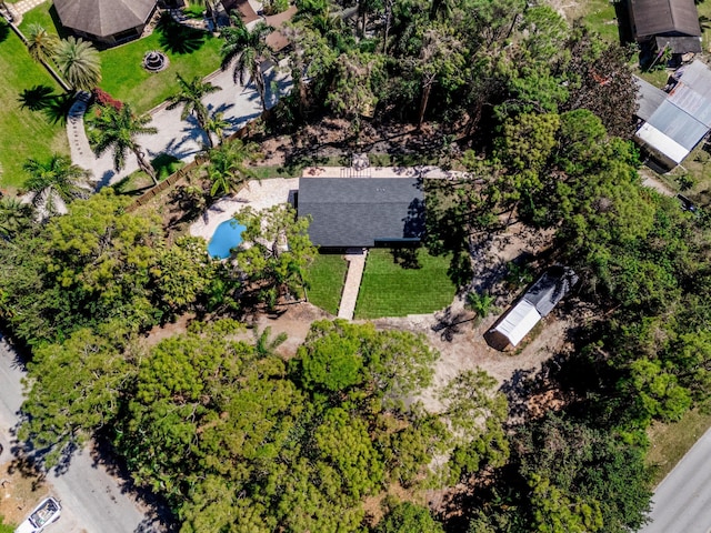 aerial view of a pool