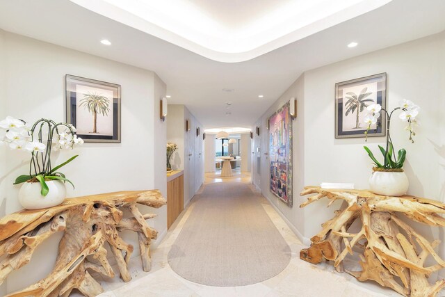 hallway featuring recessed lighting