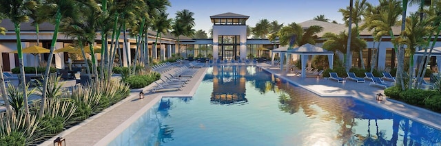 view of pool with a gazebo