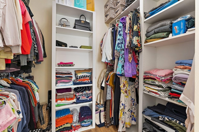 spacious closet featuring wood finished floors