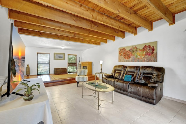 10476 SW 52nd St, Cooper City, FL 33328 - living area featuring wooden ceiling with exposed beams and tile patterned floors