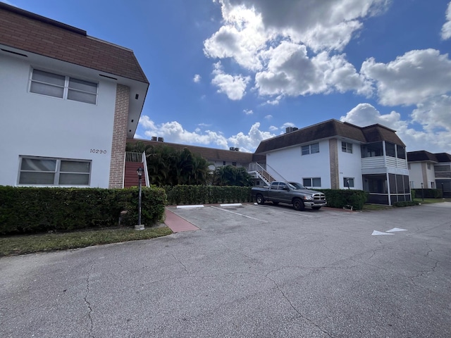 uncovered parking lot with stairs