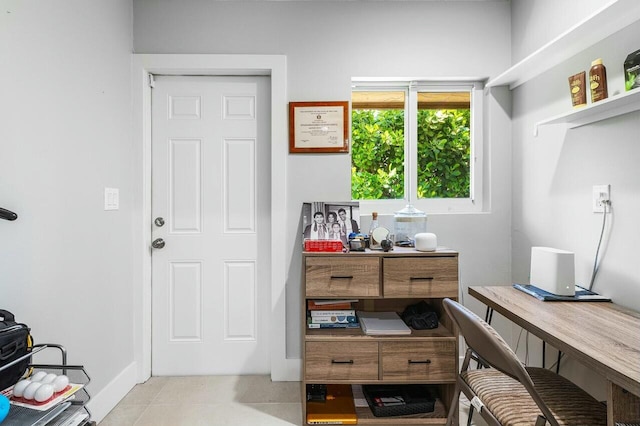 view of tiled home office