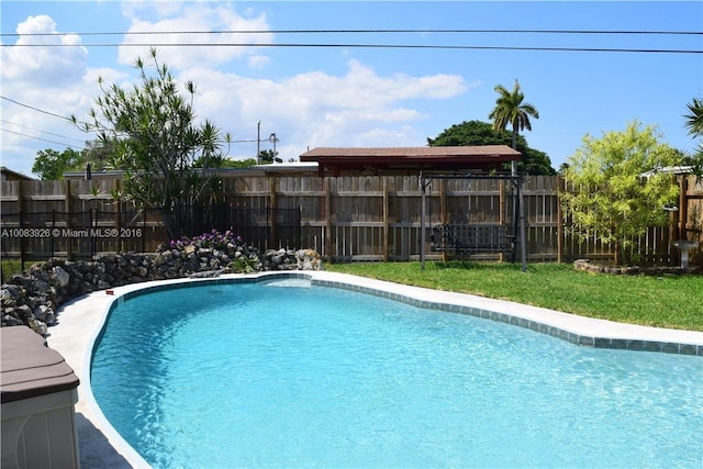 view of pool featuring a fenced in pool and a fenced backyard