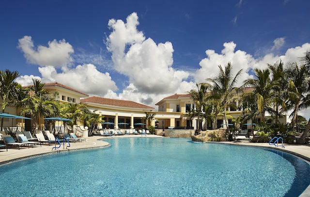 pool featuring a patio