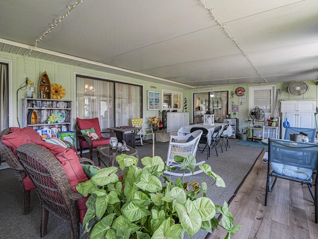 view of patio / terrace featuring an outdoor living space with a fire pit