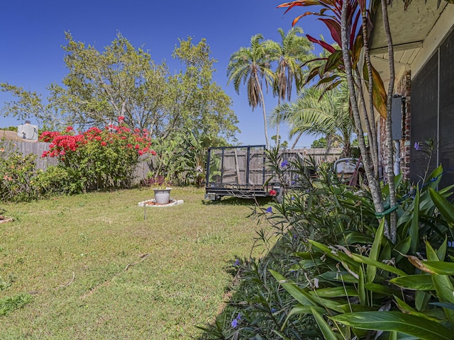 view of yard featuring a fenced backyard