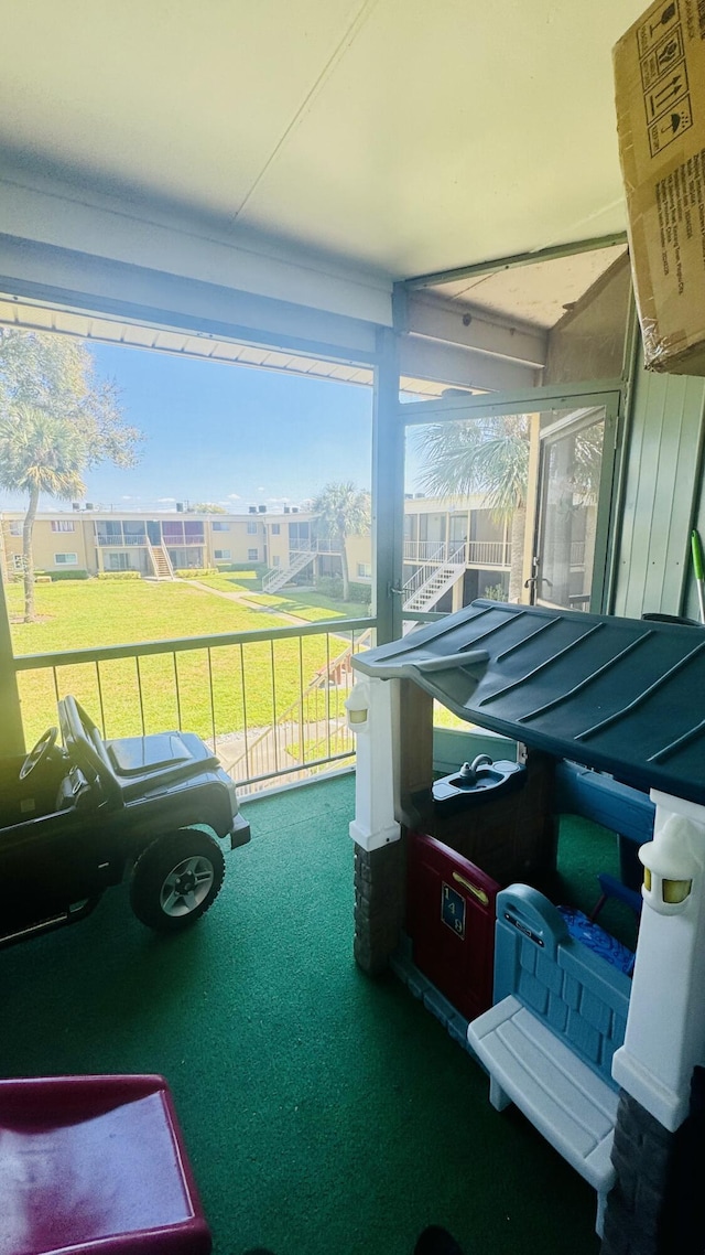 view of patio featuring a playground