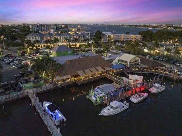 309 E Ocean Ave Unit 103, Lantana, FL 33462 - aerial view at dusk with a water view