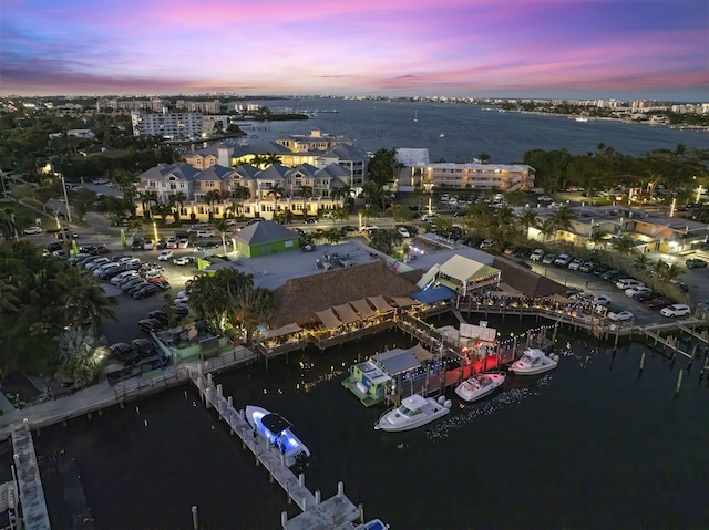 309 E Ocean Ave Unit 103, Lantana, FL 33462 - aerial view at dusk featuring a water view