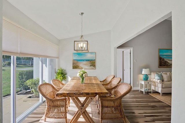 3362 SW Villa Pl, Palm City, FL 34990 - dining room with vaulted ceiling, a notable chandelier, and light wood finished floors